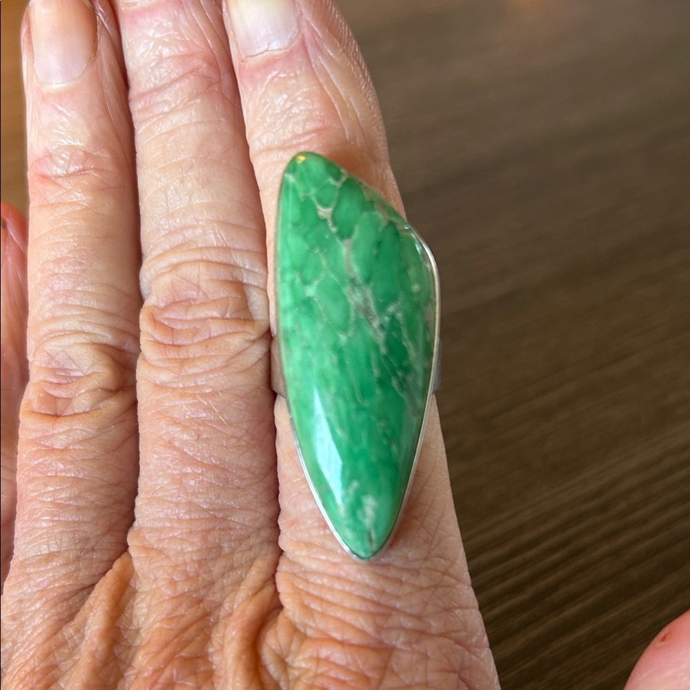 Unique Green Turquoise Stone Sterling Silver Women's Ring - Rare! - Picture 7 of 10